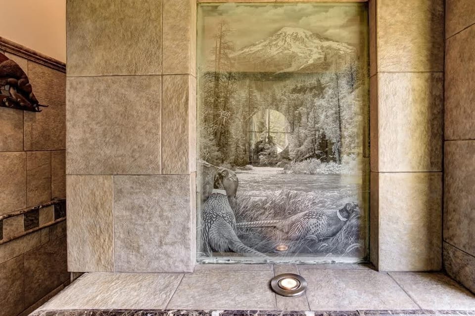 A wall of glass that is also art