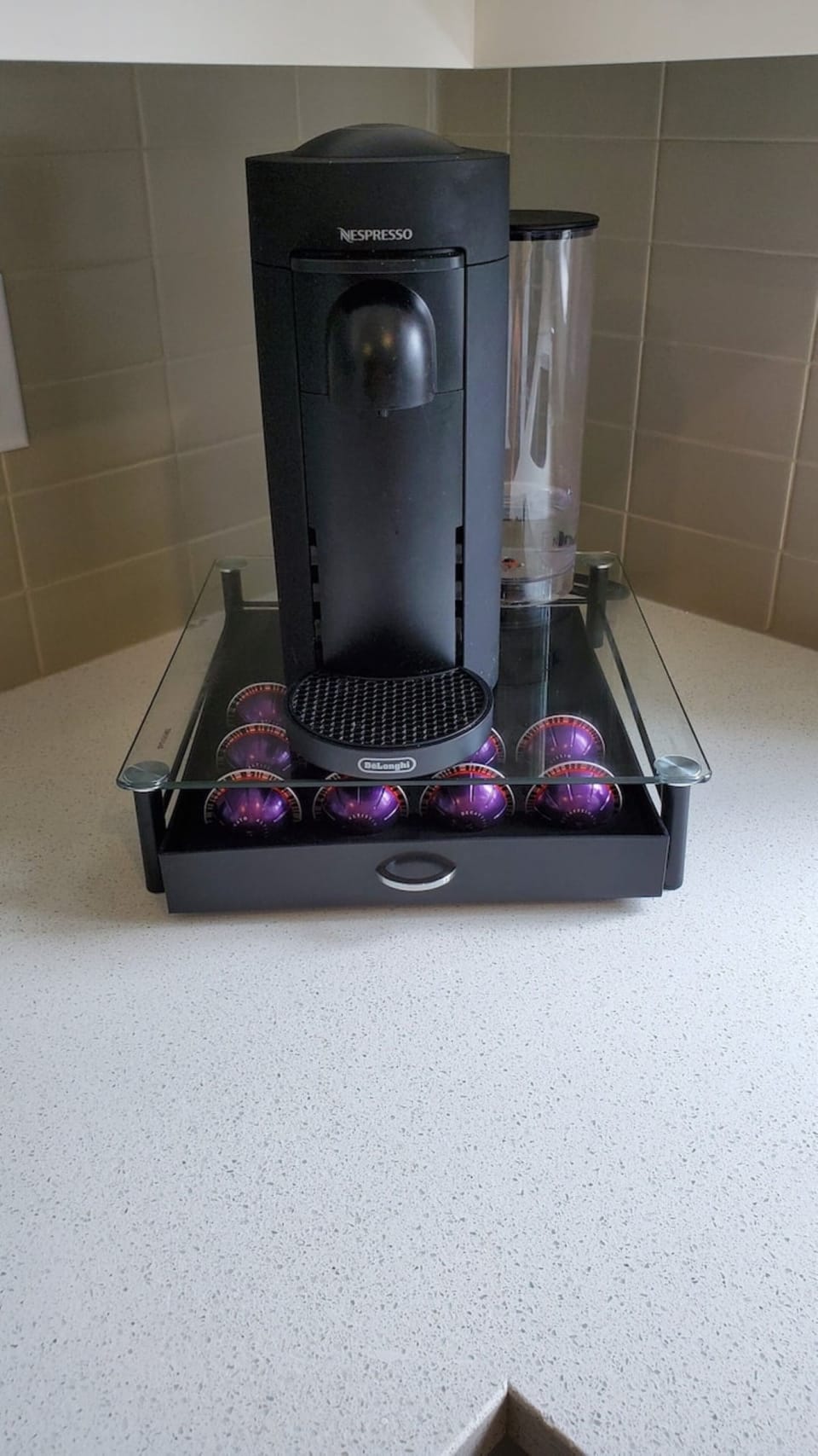 Nespresso machine with gourmet complimentary coffee.
