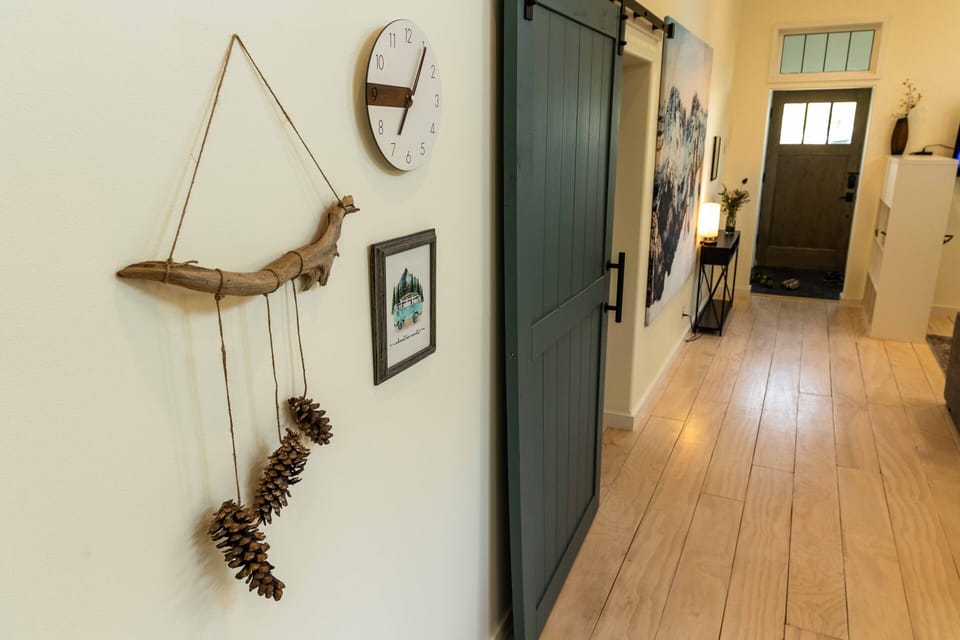 Barn door makes the second bedroom a private ensuite.