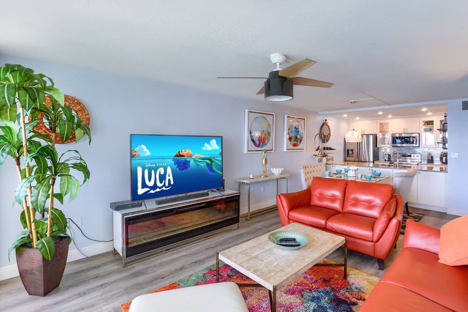 Tastefully Decorated Living Room with Flat Screen Smart TV