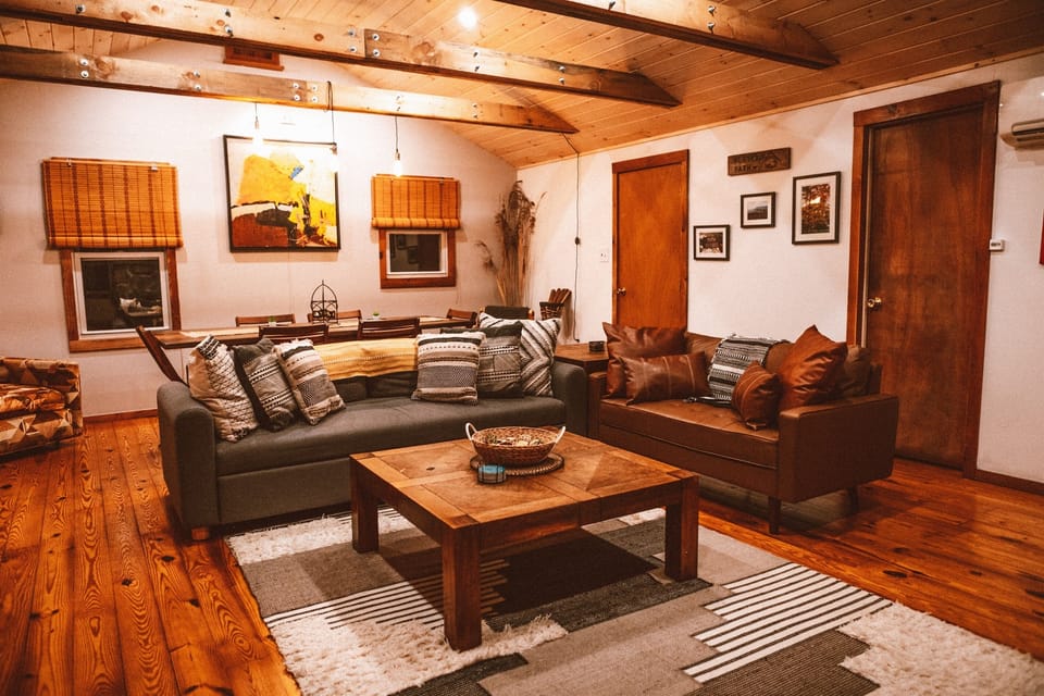 Living room couches. One of the couches can be turned into a queen bed. We have a matress topler in the storage to make it even more comfortable