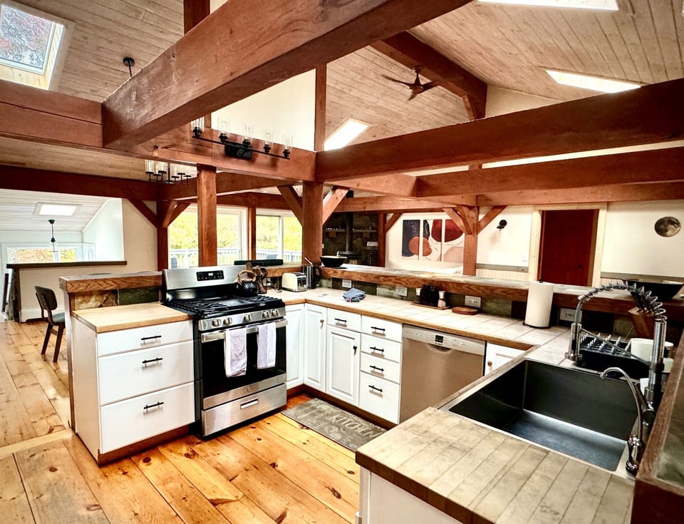 Kitchen has everything you need to cook for a large group with style 