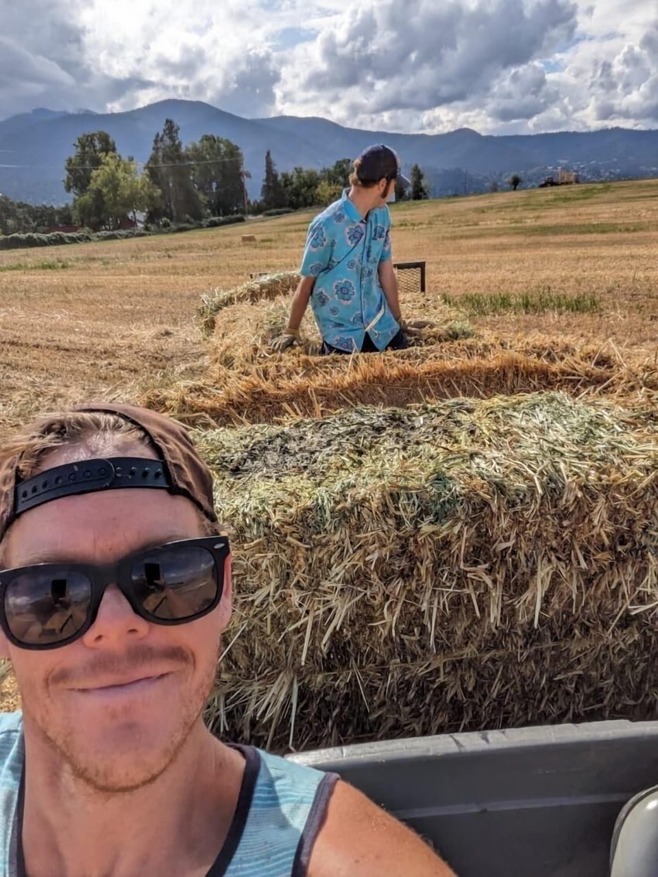 Farm hands bringing in the hay! 