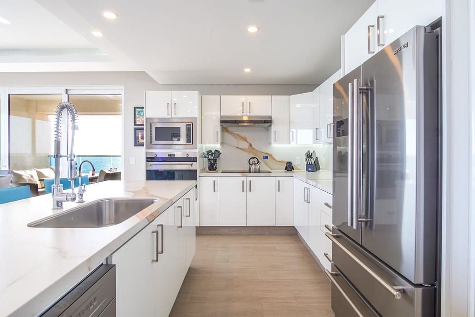 Refrigerator in the kitchen.