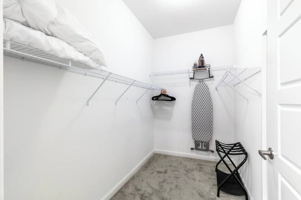 Luggage racks, laundry baskets, and hangers are in each bedroom closet. Do you have an important function to attend? We provide full-length mirrors, a hair dryer, a quality iron, and an ironing board to ensure you look your best!