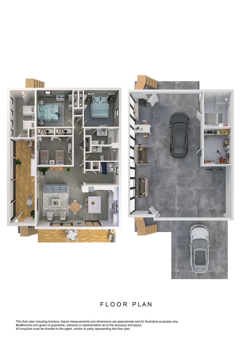 Home floor plan (upper level on left, lower level on right).Zoom for more detail