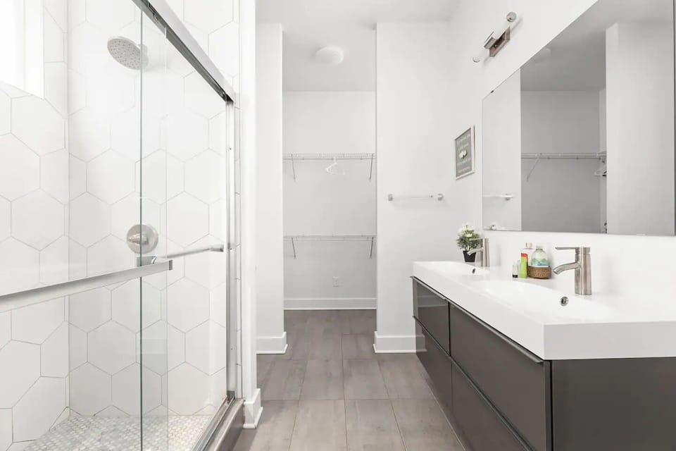 Cleanse and rejuvenate in this beautifully designed bathroom.
