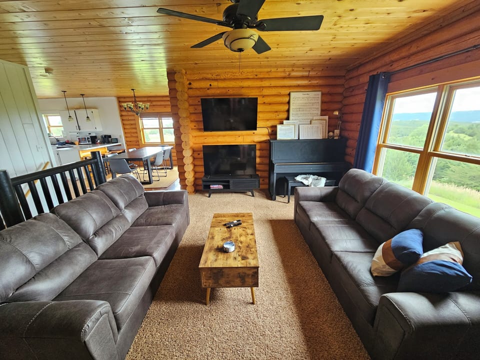 2 TVs, Sofas, Piano