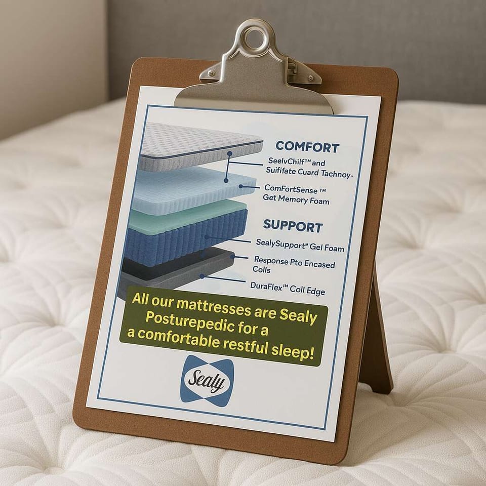 Read the reviews 5⭐️😍 Experience ultimate comfort & support w/ the Sealy Posturepedic Mattress Set. Featuring a layer of conforming memory foam & targeted support for your back & core, mattress is topped w/  a cool-to-the-touch antibacterial cover.