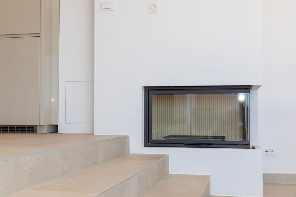 chimney in dining room