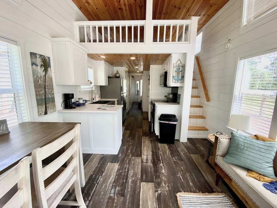 The small kitchen is fully equipped with everything you need to prepare a savory meal or snack.