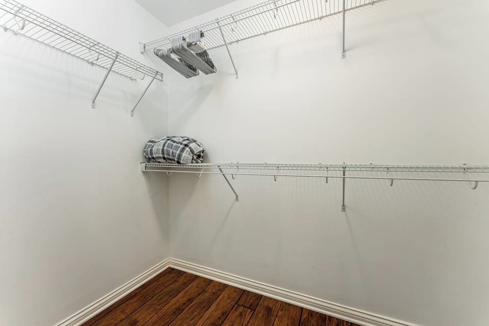 Private Escape master bedroom walk-in closet — Duggin Homes vacation rental Mt. Juliet TN