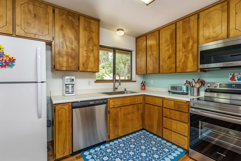 Indoors, Kitchen, Lamp, Appliance, Refrigerator