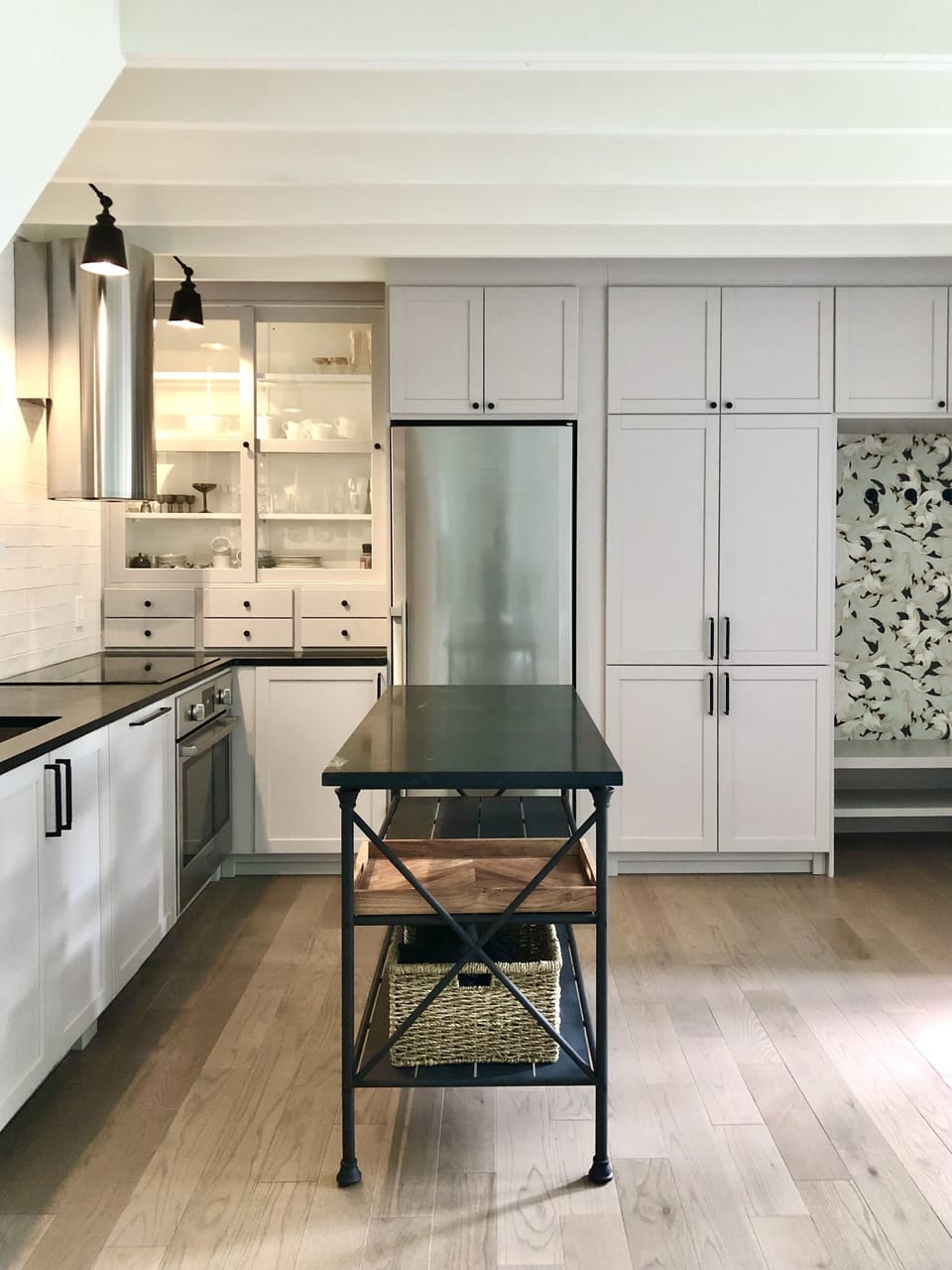 Washer and dryer are behind those cabinet doors!