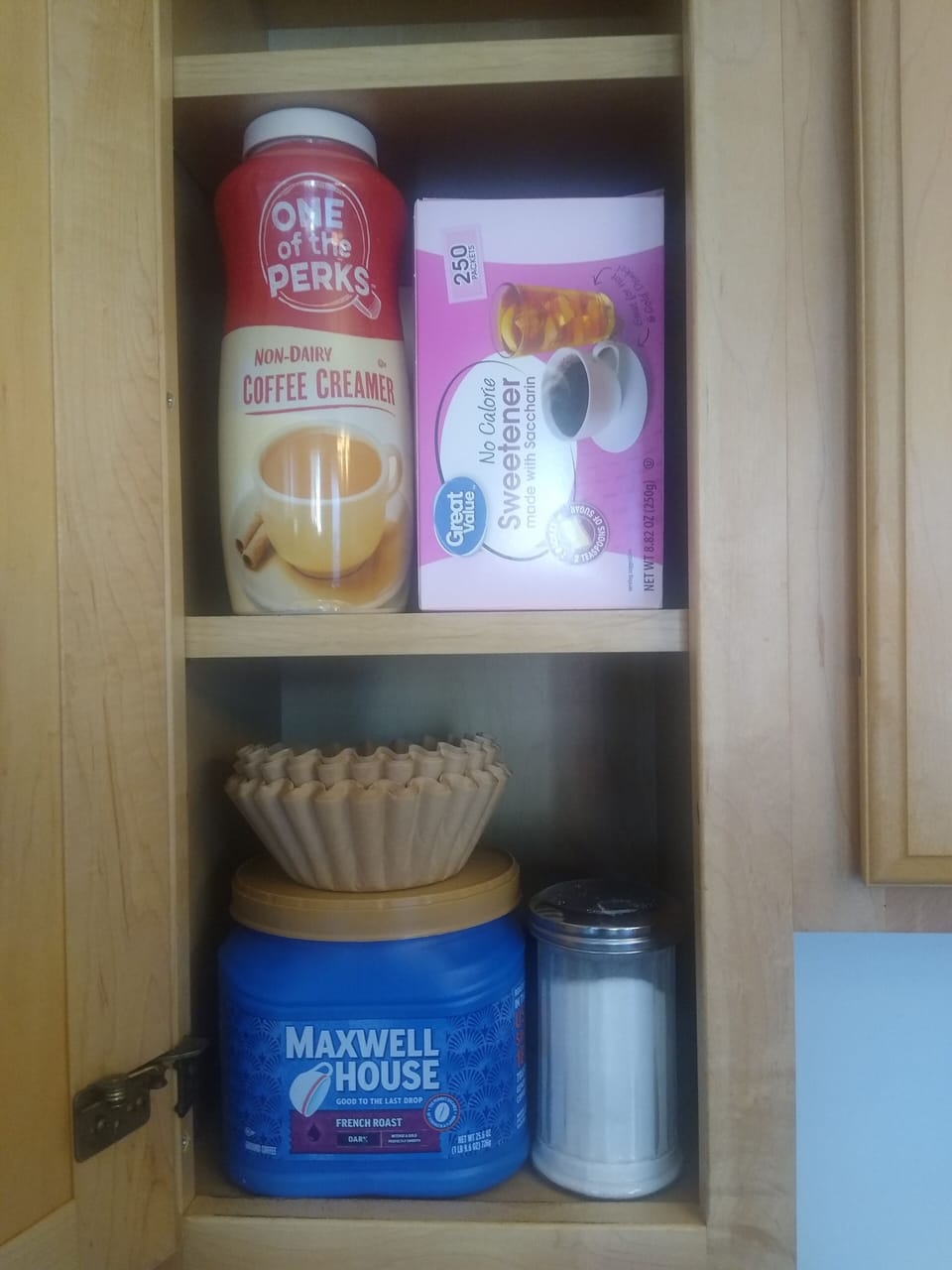 Complimentary coffee, sugar, sweetener, and non-dairy creamer! 
