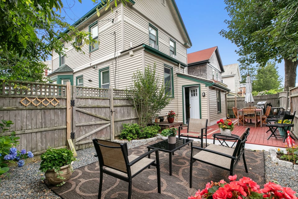 Back yard and deck including BBQ grill