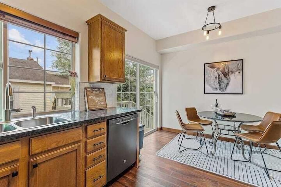Dining table to enjoy coffee, meals, and plan adventures.