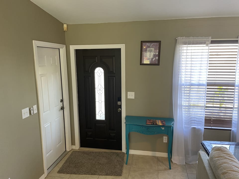 Front entrance.the house manual is the yellow book in the drawer