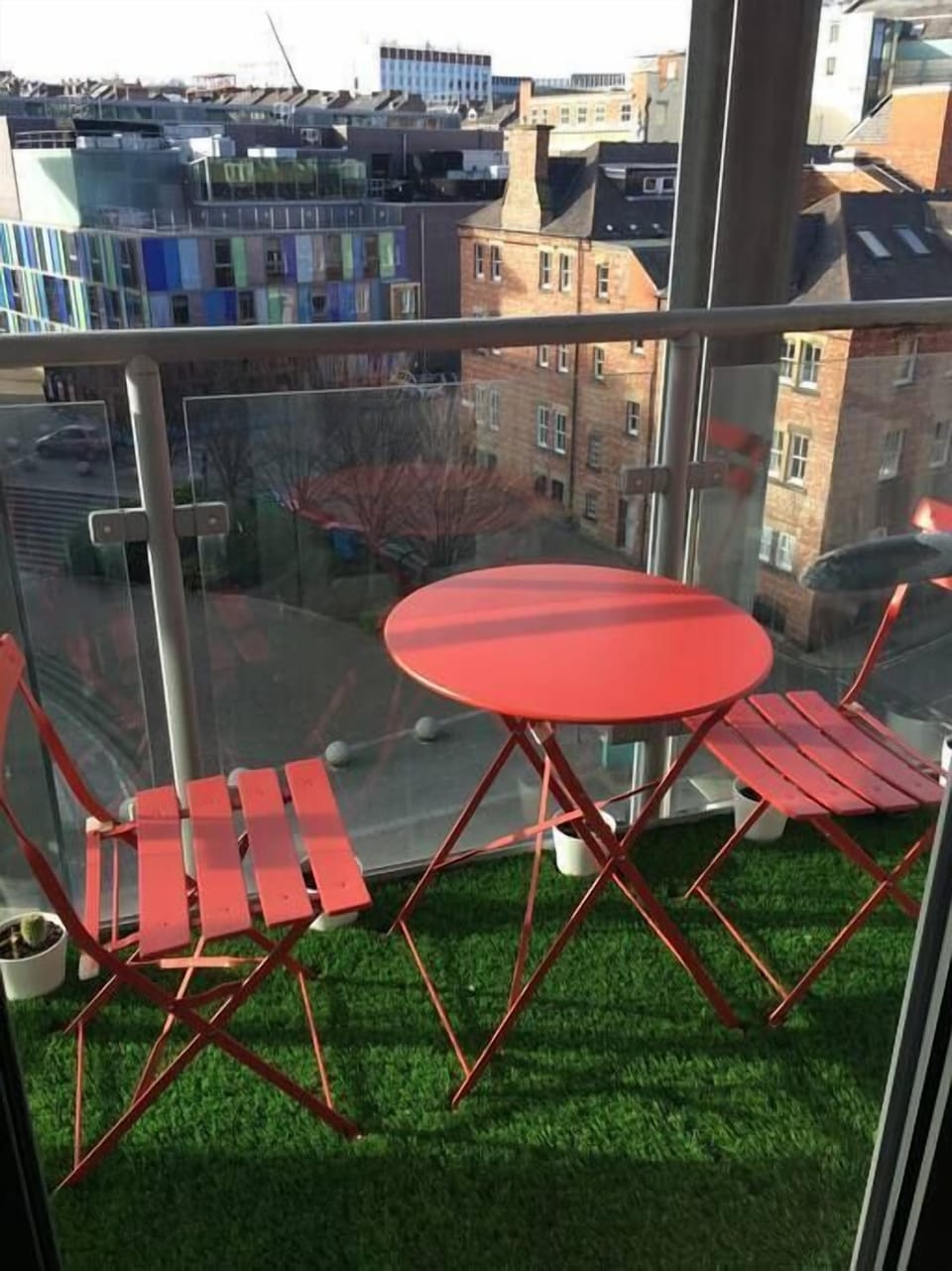 Balcony with city view - great for cosy nights in.