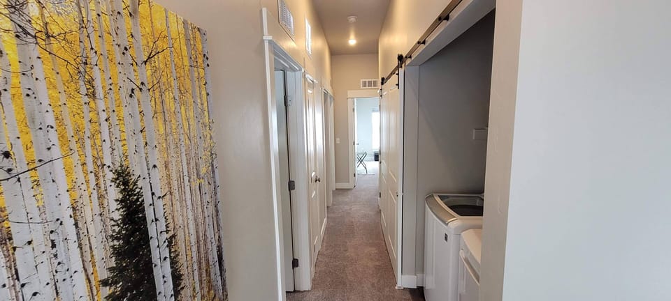 Upstairs hall, high ceilings