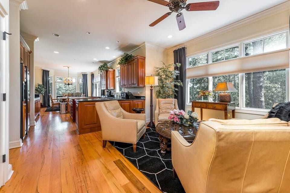 The open concept to the lounge, kitchen, living room and dining room allows room for everyone!