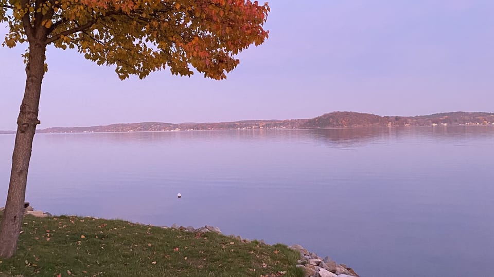 The fall vista across the lake - looking at Snake Hill