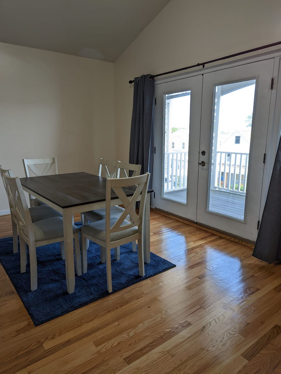 Dining room table with 6 chairs.