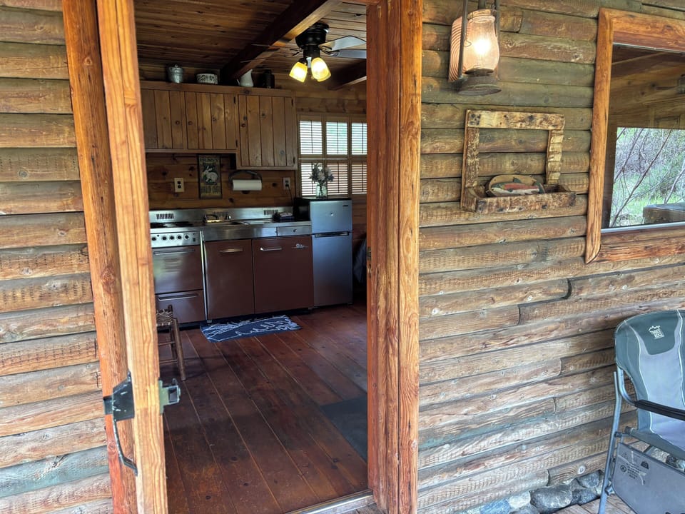 The front entryway of the cabin. 
