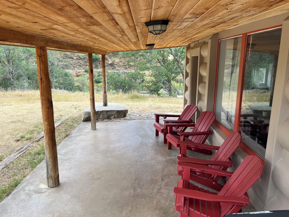A close up look at the front porch. 