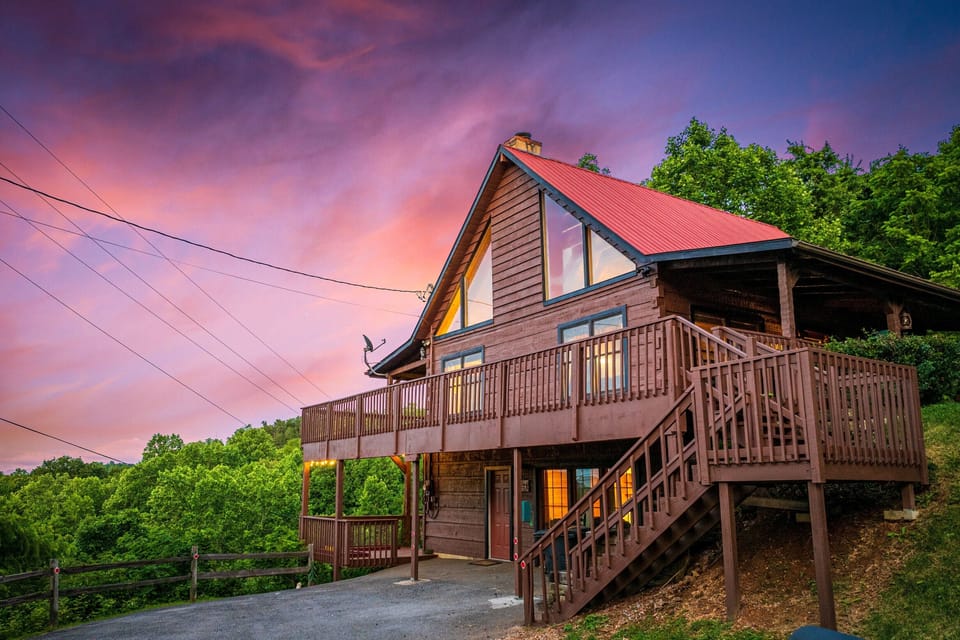 Fantastic Views and Privacy on 1 acre. Entrances at driveway and 2nd level.