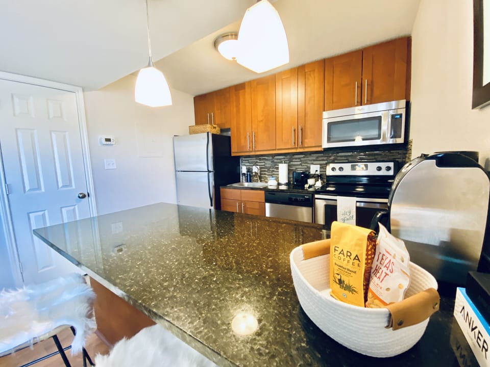Kitchen w/everything you need for a perfect cup of tea or coffee.