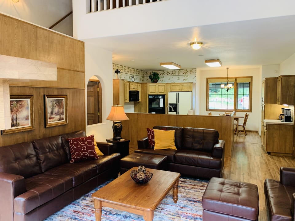 Living area with open kitchen layout.