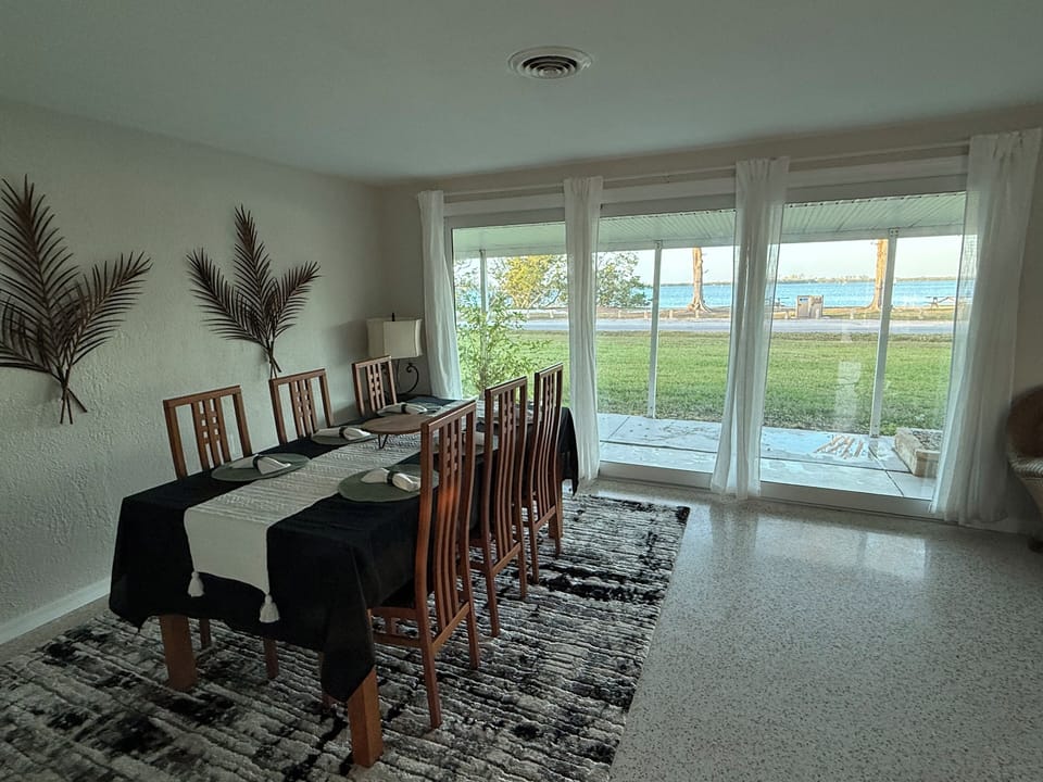 Dining room with views of the water