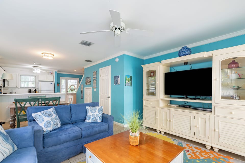Kick back in the living area and watch a movie.