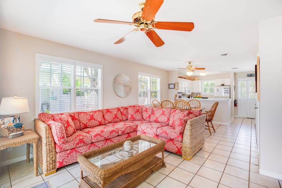 Kick back in the living area.