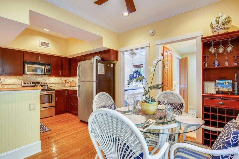 Dining area and kitchen.