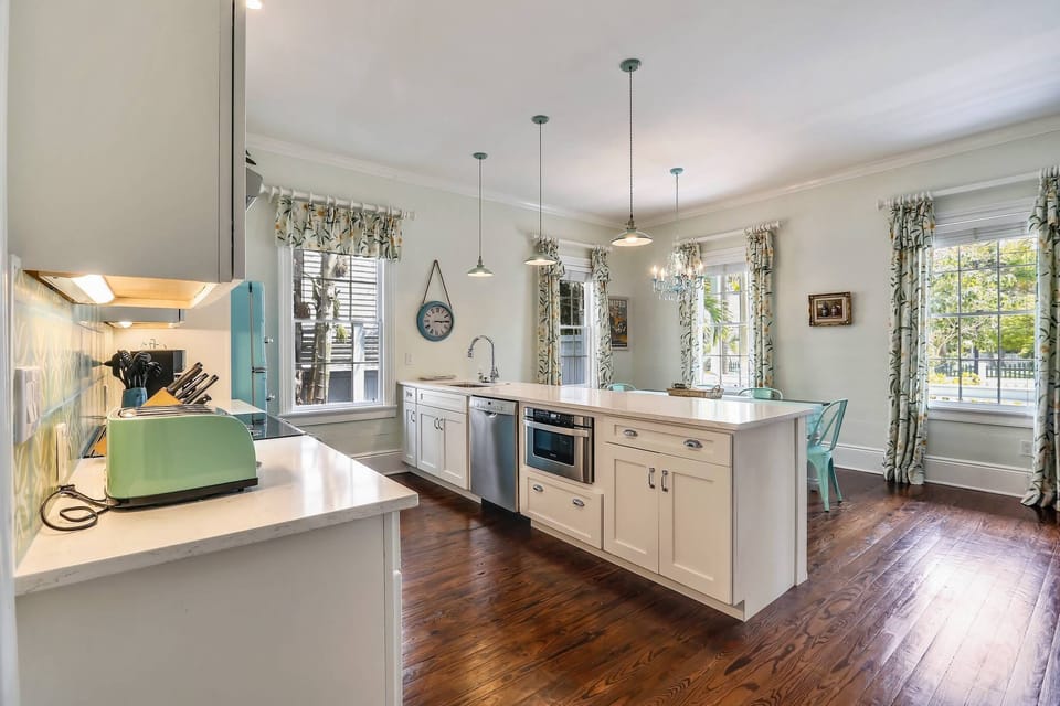Spacious kitchen and dining area.
