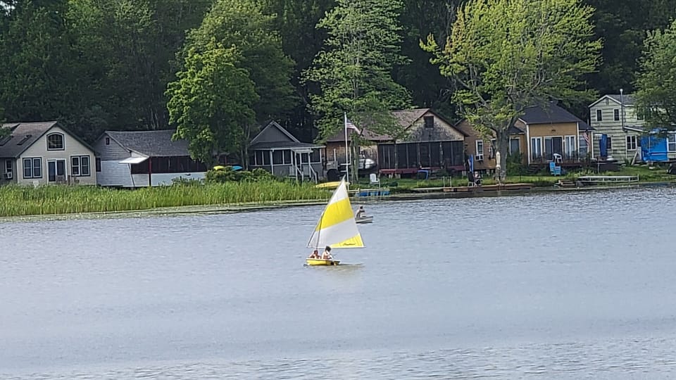 Original camps from the 1950s. Ours is the tiny gray one behind the sailboat.