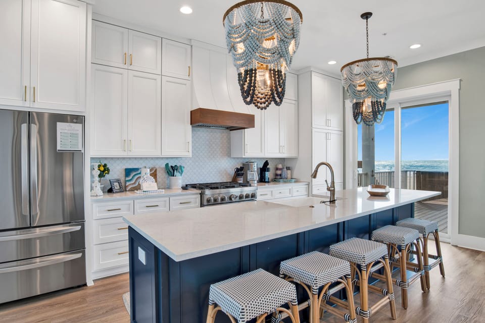 This stunning beachfront home can accommodate up to 16 guest