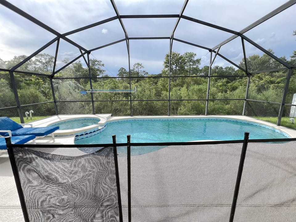 Swimming Pool and Hot Tub backing on the conservation