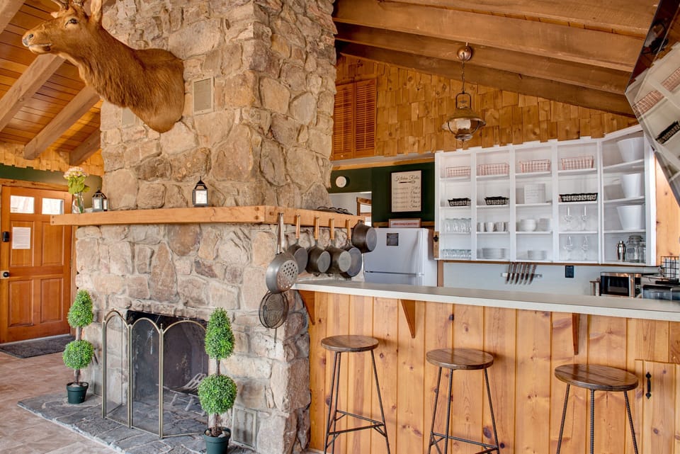 "Stan" over the fireplace. He has been a part of the property since 1973.