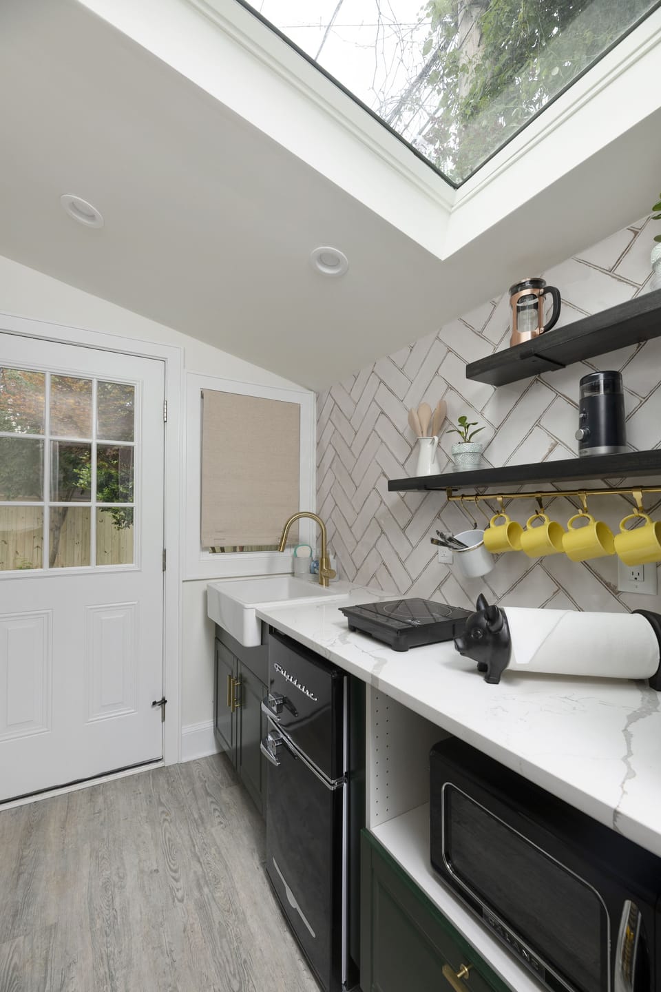Mini fridge, microwave, electric stove at your service.