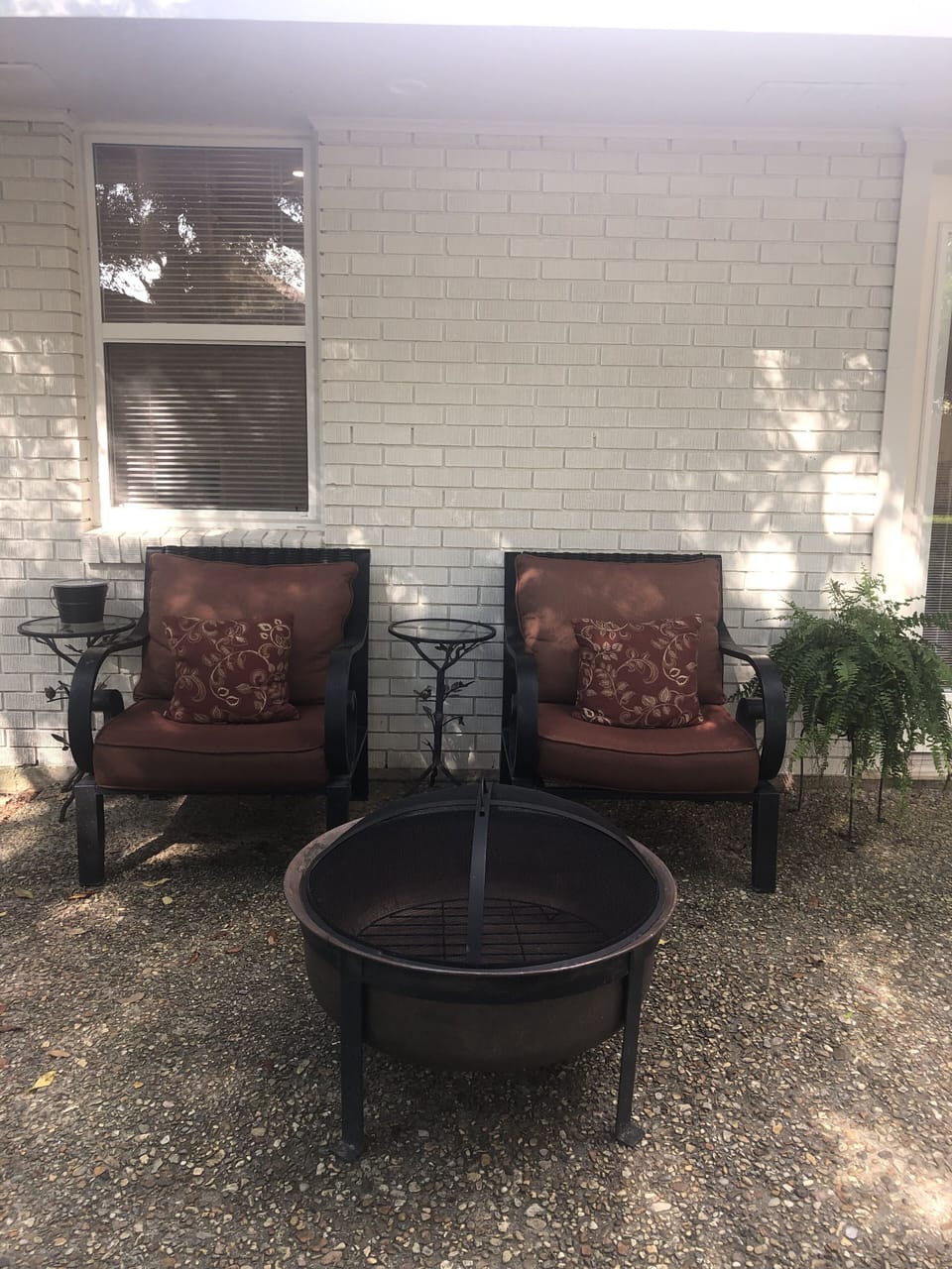Cozy up to copper fire pit in the evening