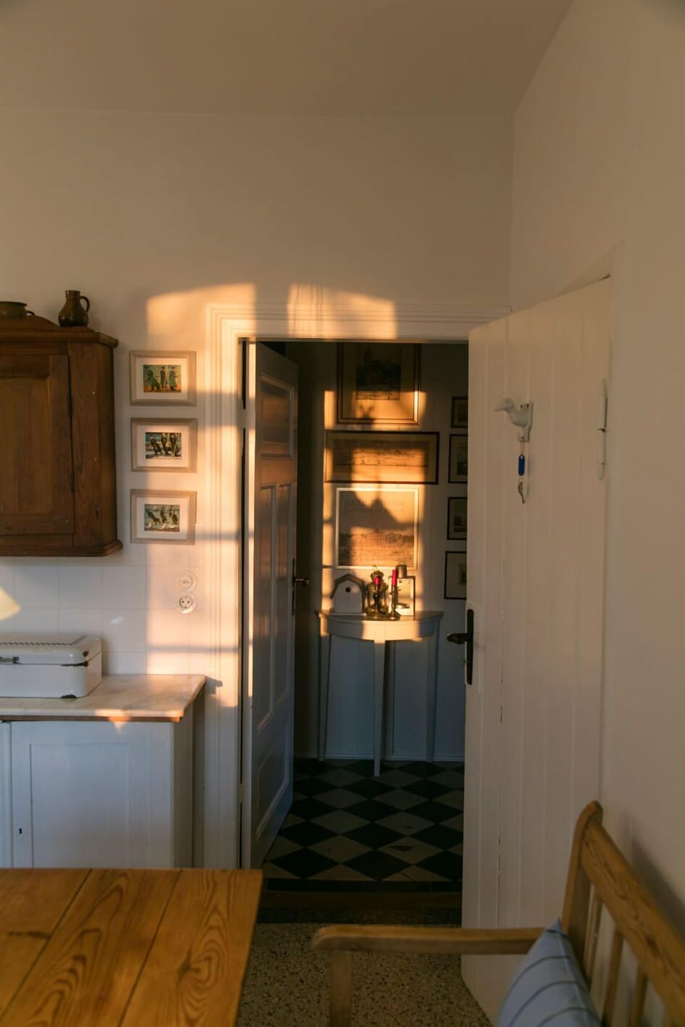 Kitchen overlooking the hallway