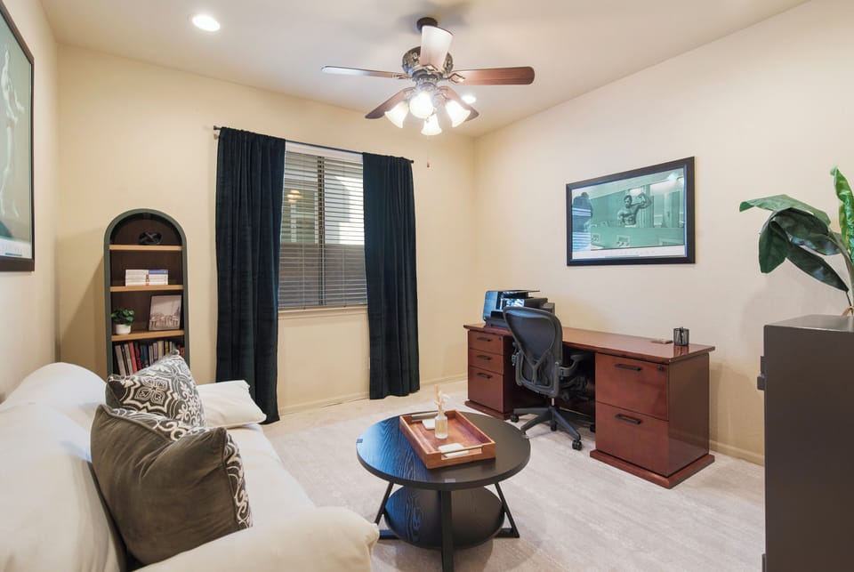 1st floor room. workspace & exceptionally comfortable full-size sleeper sofa 