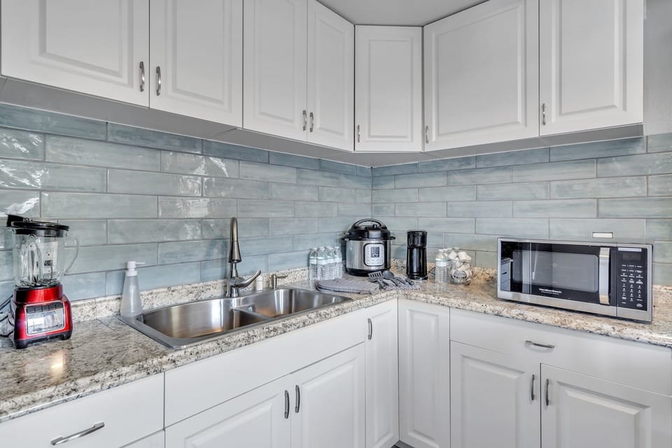 Room, Indoors, Kitchen, Sink Faucet, Microwave
