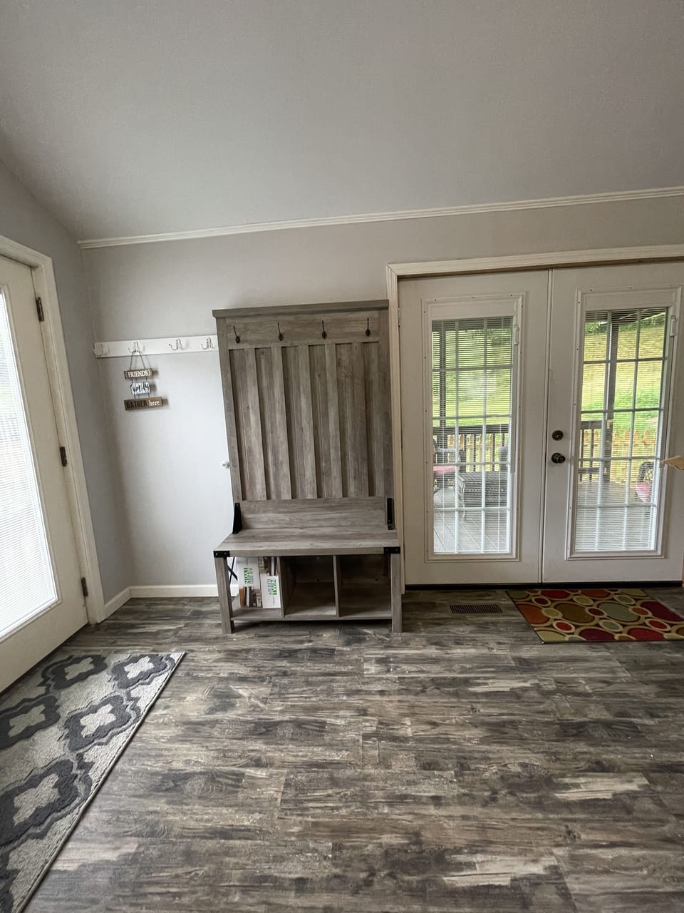 2 twin air mattresses in entry hutch