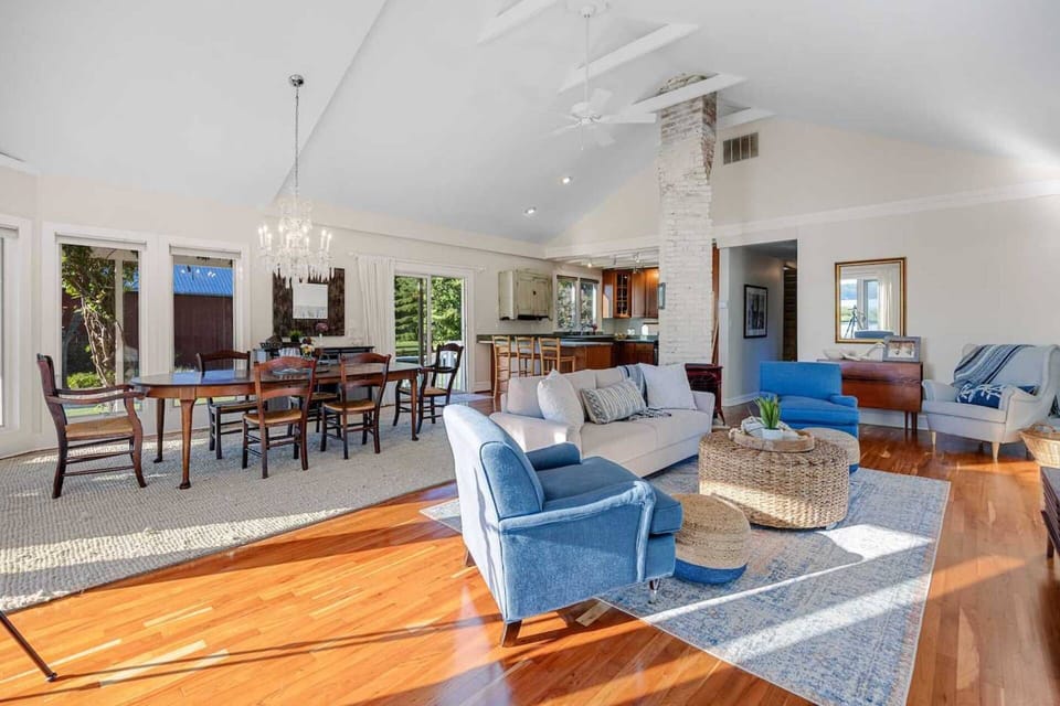 The open floor plan of the home is ideal for multiple families or generations traveling together.
