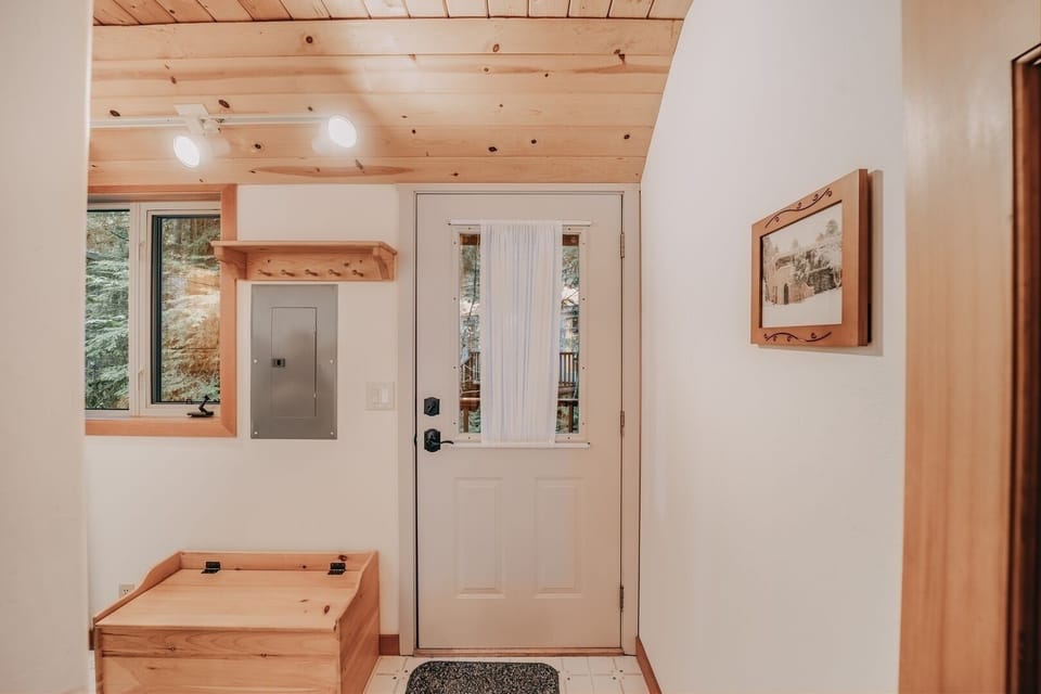 Indoors, Hardwood, Stained Wood, Door, Ceiling Fan
