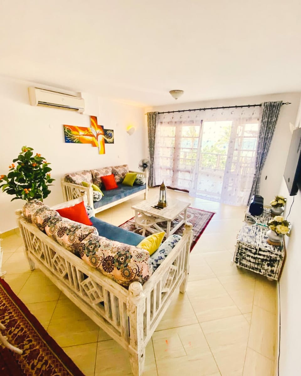 Mixed Swahili bohemian furniture setup leaving room 